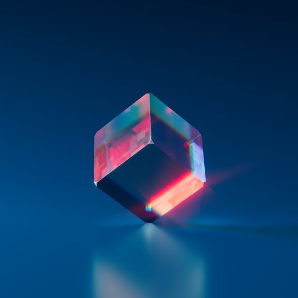 Image of Cube with blue background